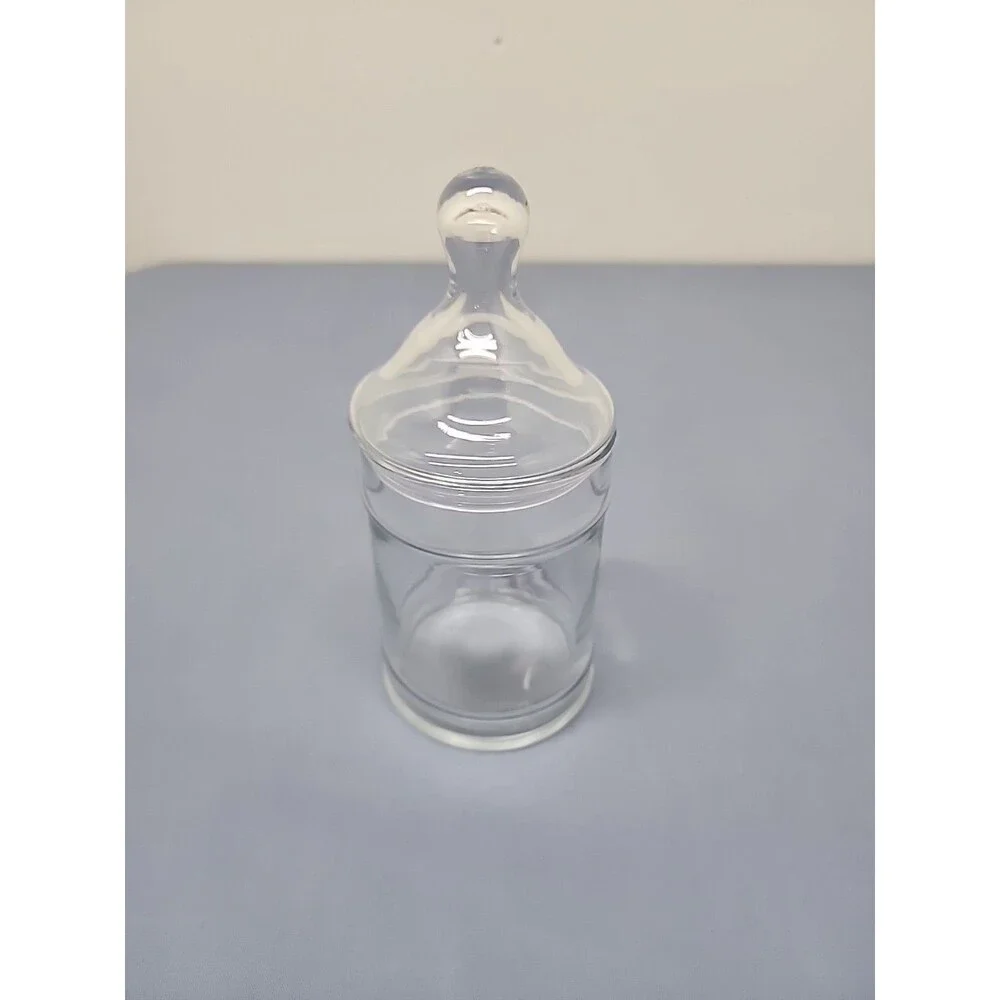 Vintage Glass Apothecary Jar With Lid For Candy Or Trinkets Clear Glass